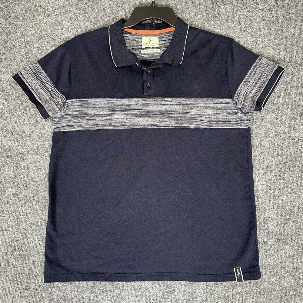 Scott James Polo Shirt Mens XS Navy Blue Grey Short Sleeve Pullover Casual Adult
